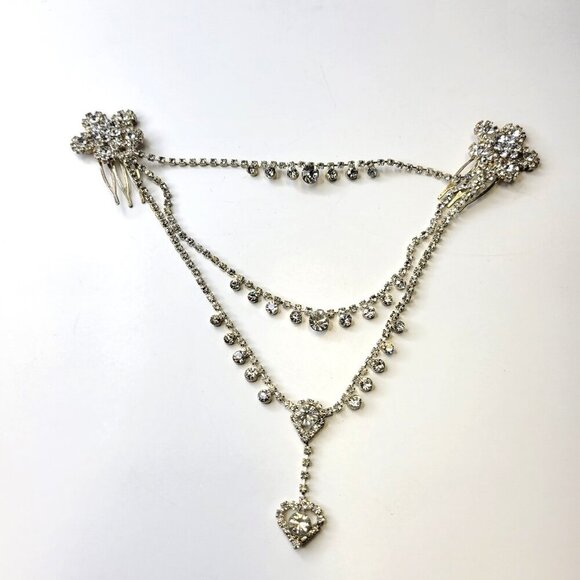 3 Row Crystal Teardrop Headpiece - Picture 5 of 11